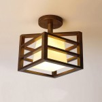 Talvor Walnut Solid Wood Frame Semi Flush Mount Ceiling Light