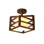 Talvor Walnut Solid Wood Frame Semi Flush Mount Ceiling Light