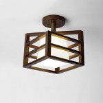 Talvor Walnut Solid Wood Frame Semi Flush Mount Ceiling Light