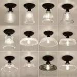 Zorath Small Black Metal Textured Glass Ceiling Light