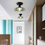 Zorath Small Black Metal Textured Glass Ceiling Light