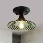 Dordelia Modern Led Drum Grey Fluted Glass Ceiling Light Dordelia Modern Led Drum Grey Fluted Glass Ceiling Light