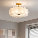 Velmar French Glod Round Frosted Glass Ceiling Light