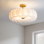 Velmar French Glod Round Frosted Glass Ceiling Light