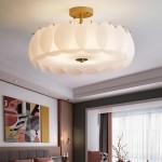 Velmar French Glod Round Frosted Glass Ceiling Light