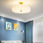 Velmar French Glod Round Frosted Glass Ceiling Light
