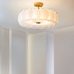 Velmar French Glod Round Frosted Glass Ceiling Light
