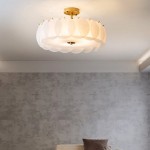 Velmar French Glod Round Frosted Glass Ceiling Light