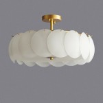 Velmar French Glod Round Frosted Glass Ceiling Light