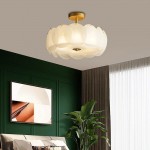 Velmar French Glod Round Frosted Glass Ceiling Light