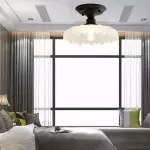 Zorath Small Black Metal Textured Glass Ceiling Light