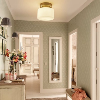 Minimalist Small Round White Glass Copper Ceiling Light Minimalist Small Round White Glass Copper Ceiling Light