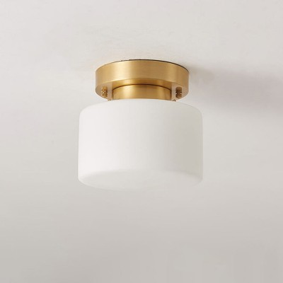 Minimalist Small Round White Glass Copper Ceiling Light Minimalist Small Round White Glass Copper Ceiling Light