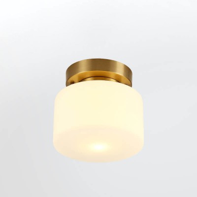 Minimalist Small Round White Glass Copper Ceiling Light Minimalist Small Round White Glass Copper Ceiling Light