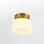 Minimalist Small Round White Glass Copper Ceiling Light