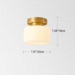 Minimalist Small Round White Glass Copper Ceiling Light