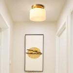 Minimalist Small Round White Glass Copper Ceiling Light