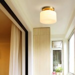 Minimalist Small Round White Glass Copper Ceiling Light