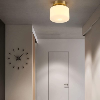 Minimalist Small Round White Glass Copper Ceiling Light Minimalist Small Round White Glass Copper Ceiling Light