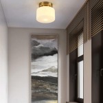 Minimalist Small Round White Glass Copper Ceiling Light