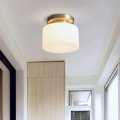 Minimalist Small Round White Glass Copper Ceiling Light Minimalist Small Round White Glass Copper Ceiling Light
