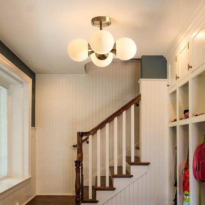Thalor Brass Glass Sputnik 4 Light Ceiling Light Thalor Brass Glass Sputnik 4 Light Ceiling Light