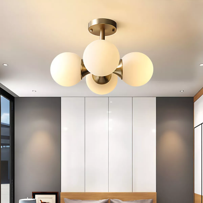 Thalor Brass Glass Sputnik 4 Light Ceiling Light Thalor Brass Glass Sputnik 4 Light Ceiling Light