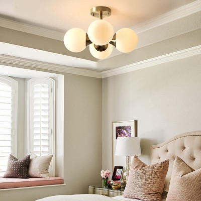 Thalor Brass Glass Sputnik 4 Light Ceiling Light Thalor Brass Glass Sputnik 4 Light Ceiling Light