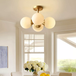 Thalor Brass Glass Sputnik 4 Light Ceiling Light Thalor Brass Glass Sputnik 4 Light Ceiling Light