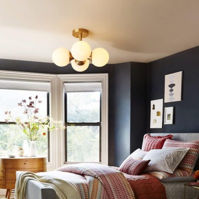 Thalor Brass Glass Sputnik 4 Light Ceiling Light Thalor Brass Glass Sputnik 4 Light Ceiling Light