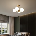 Thalor Brass Glass Sputnik 4 Light Ceiling Light Thalor Brass Glass Sputnik 4 Light Ceiling Light