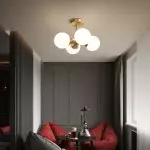 Thalor Brass Glass Sputnik 4 Light Ceiling Light Thalor Brass Glass Sputnik 4 Light Ceiling Light