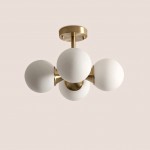 Thalor Brass Glass Sputnik 4 Light Ceiling Light Thalor Brass Glass Sputnik 4 Light Ceiling Light