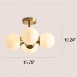 Thalor Brass Glass Sputnik 4 Light Ceiling Light Thalor Brass Glass Sputnik 4 Light Ceiling Light