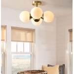 Thalor Brass Glass Sputnik 4 Light Ceiling Light Thalor Brass Glass Sputnik 4 Light Ceiling Light