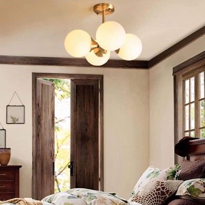 Thalor Brass Glass Sputnik 4 Light Ceiling Light Thalor Brass Glass Sputnik 4 Light Ceiling Light