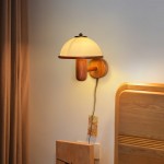 Zera Wood Mushroom White Milk Shade Plug In Sconce