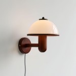 Zera Wood Mushroom White Milk Shade Plug In Sconce