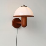 Zera Wood Mushroom White Milk Shade Plug In Sconce