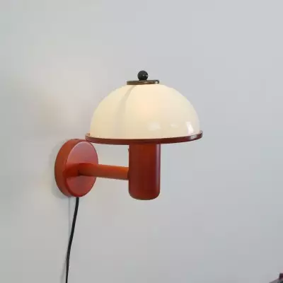 Zera Wood Mushroom White Milk Shade Plug In Sconce Zera Wood Mushroom White Milk Shade Plug In Sconce