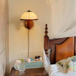 Zera Wood Mushroom White Milk Shade Plug In Sconce