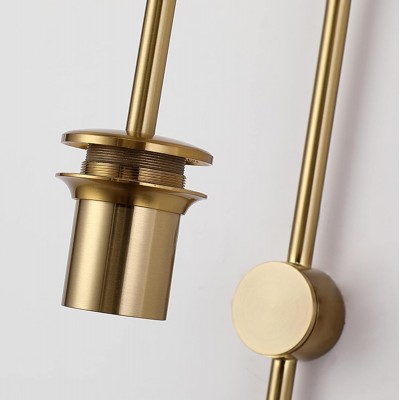 Qorven Minimalist Long Pole Globe Brass Plug In Wall Sconce Qorven Minimalist Long Pole Globe Brass Plug In Wall Sconce