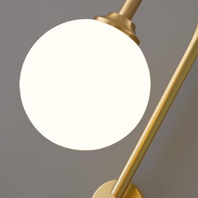 Qorven Minimalist Long Pole Globe Brass Plug In Wall Sconce Qorven Minimalist Long Pole Globe Brass Plug In Wall Sconce