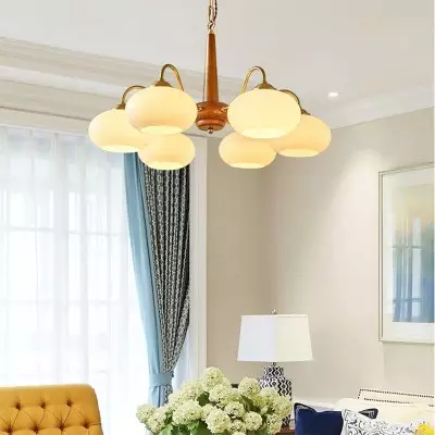 Xyrian Farmhouse Wood White Bauhaus Persimmon Chandelier Xyrian Farmhouse Wood White Bauhaus Persimmon Chandelier
