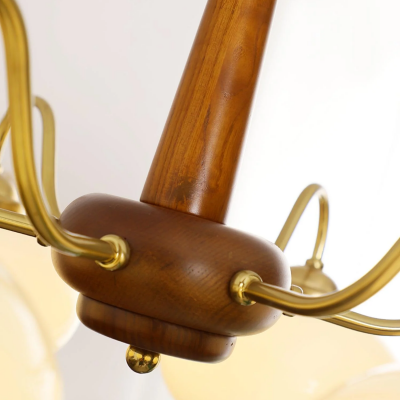 Xyrian Farmhouse Wood White Bauhaus Persimmon Chandelier