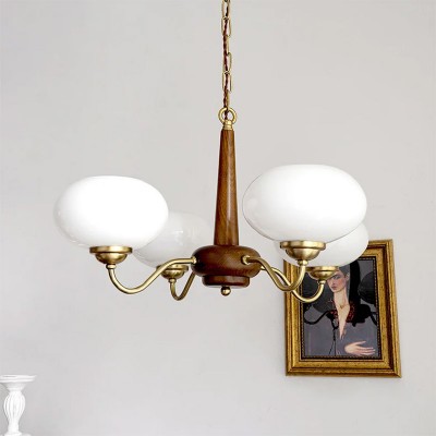 Xyrian Farmhouse Wood White Bauhaus Persimmon Chandelier