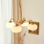 Xyrian Farmhouse Wood White Bauhaus Persimmon Chandelier