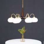 Xyrian Farmhouse Wood White Bauhaus Persimmon Chandelier