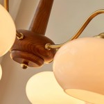 Xyrian Farmhouse Wood White Bauhaus Persimmon Chandelier