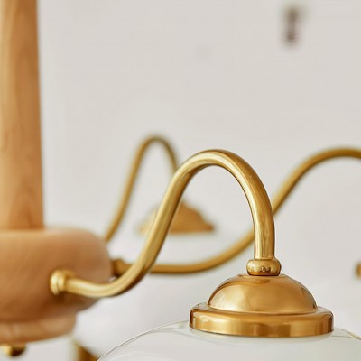 Xyrian Farmhouse Wood White Bauhaus Persimmon Chandelier